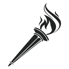 Black torch with stylized flames on white background