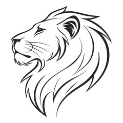 Monoline Black Lion Head Profile Graphic black and white 1