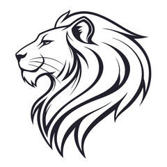 Monoline Black Lion Head Graphic animal wildlife
