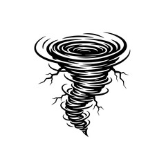 Vector art of stylized black and white tornado illustration