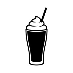 Vector art of iced coffee with whipped cream and straw