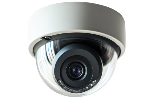 Ceiling mounted security camera used for surveillance in commercial space for monitoring activities and ensuring safety