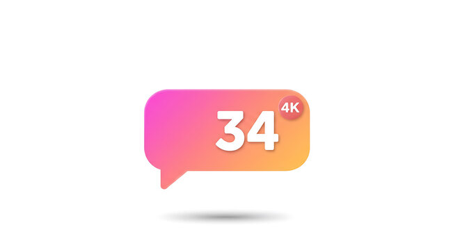 Notification bubble with number 34 - Powered by Adobe