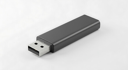Gray usb flash drive on a white background