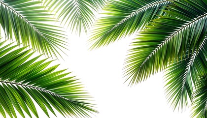 Fototapeta premium Tropical palm leaves against white background