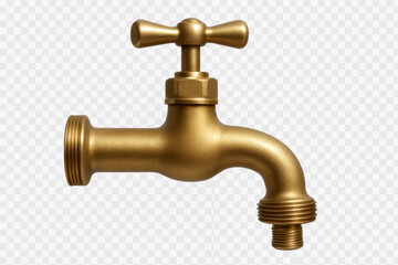Golden brass faucet providing plumbing for water supply