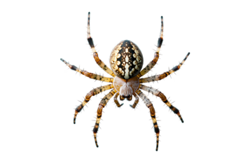 Spider hanging from a thick web in isolation, showcasing its delicate structure and intricate design during daylight hours in a natural setting