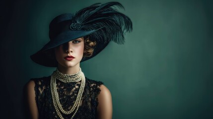 Vintage Style Fashion Portrait Flapper Dress Retro Glamour