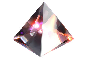 Levitating prismatic crystalline pyramid reflecting light in a bright environment during daytime