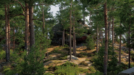 Rocky Mountains and Pine Forest
