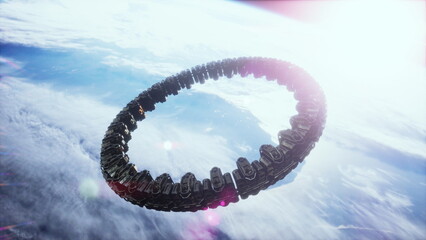 Alien mothership near Earth elements furnished by NASA