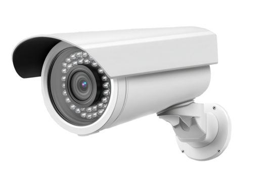 Surveillance camera designed for outdoor use, featuring night vision capabilities for enhanced security monitoring in various locations