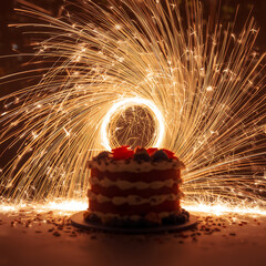 christmas cake with candles