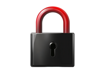 Sleek black padlock with a red shackle designed for securing valuables and providing safety in various settings during day and night