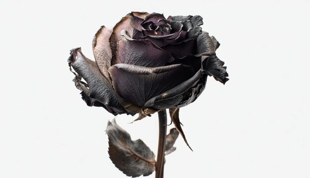 A rose burnt flower plant white background.
