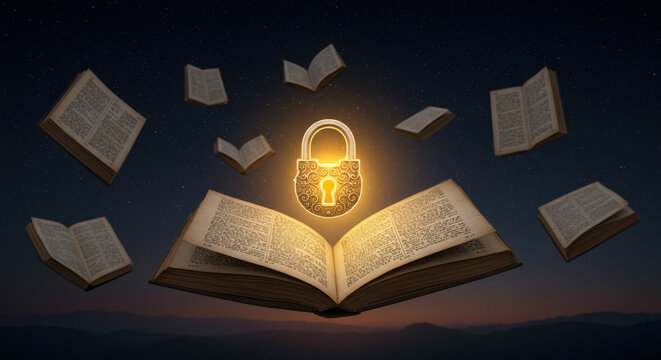 Mysterious Padlock at the Center of Enchanted Scrolls