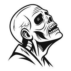 Black and white horror zombie face skull