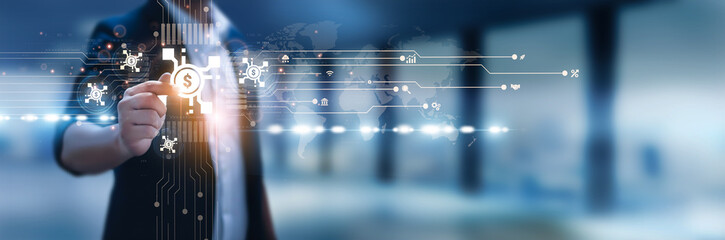 Businessman hand hold ETF, stock trading, portfolio diversification, financial markets, index funds, asset management, investment strategies, risk analysis, market liquidity, trading platform