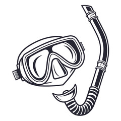 Black and white snorkeling mask and tube snorkel tube