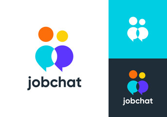 Obraz premium people chat talk logo. simple job work communication technology vector design concept