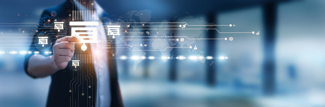 Businessman hand hold introduction, company profile, brand presentation, business overview, professional identity, corporate values, service highlights, product showcase, market positioning