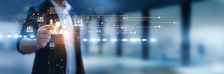 Businessman hand hold leadership, strategic vision, decision-making, team management, corporate...