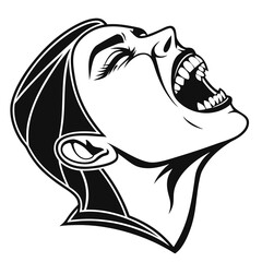 Black silhouette of a screaming face with fangs vampire