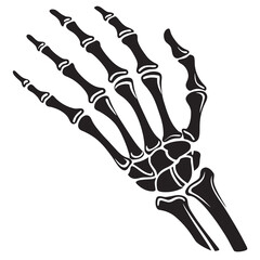 Black skeleton hand on white background bones bone
