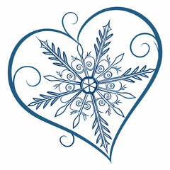 Blue snowflake heart shape graphic vector 1