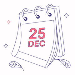 Calendar page with 25 December date and festive accents