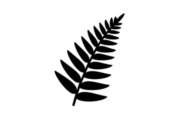 Fototapeta premium Silver fern leaf silhouette on transparent background