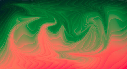 Obraz premium Abstract fluid motion of green and coral colors blending