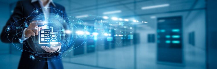 Businessman hand hold agenda, strategic planning, corporate goals, meeting roadmap, decision-making process, project milestones, resource allocation, task scheduling, productivity framework