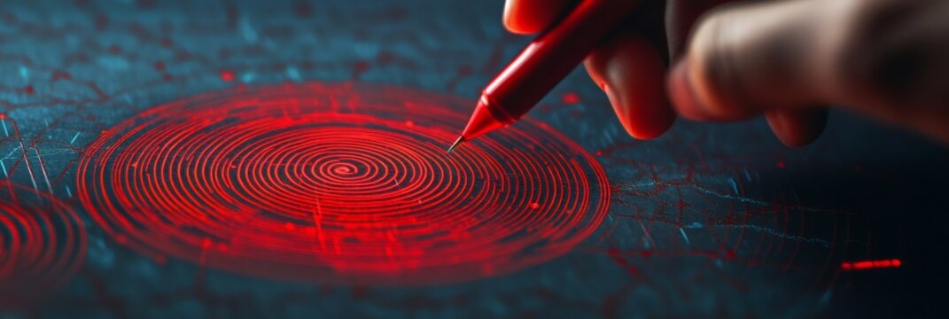 Geologist is analyzing seismic data on a futuristic touchscreen, locating the epicenter of an earthquake with a digital pen, visualizing the propagation of seismic waves