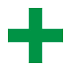 Green Plus Icon. Green Cross Sign, Plus Symbol Medical Logo Icon.