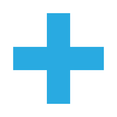 Blue Plus Icon. Blue Cross Sign, Plus Symbol Medical Logo.