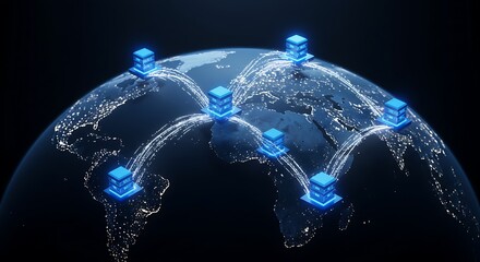 Global network of servers connecting across the Earth