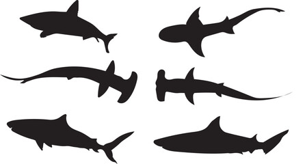 shark silhouette isolated set