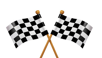 Fototapeta premium Two Crossed Checkered Flags on Sticks racing finish line