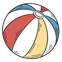 Beach ball red blue yellow pattern clean white