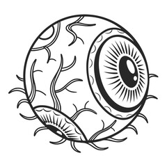 Black and white creepy eyeball illustration eyeball icon
