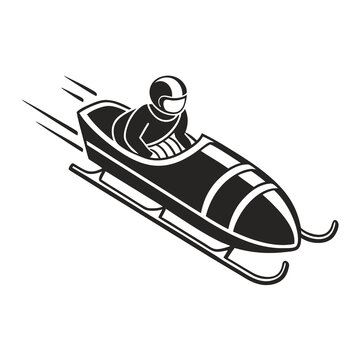 Black and white minimalist bobsled winter sport symbol 1