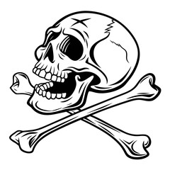 Black and white skull and crossbones graphic symbol