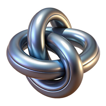 3d icon of shiny metal knot isolated on white background, a complex and intricate design