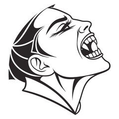 Black silhouette of a vampire head with fangs teeth 1