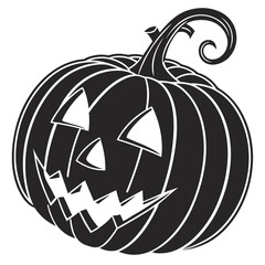Black silhouette pumpkin with carved spooky face jack o lantern