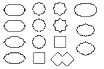 set of Islamic vector frames, Black and White Ornate Frame Outlines Set, set of vector frames