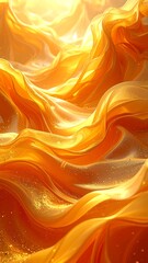Golden, flowing fabric, illuminated by light