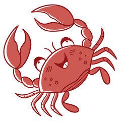 Cute red crab cartoon illustration