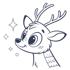 Cute reindeer face minimal graphic animal